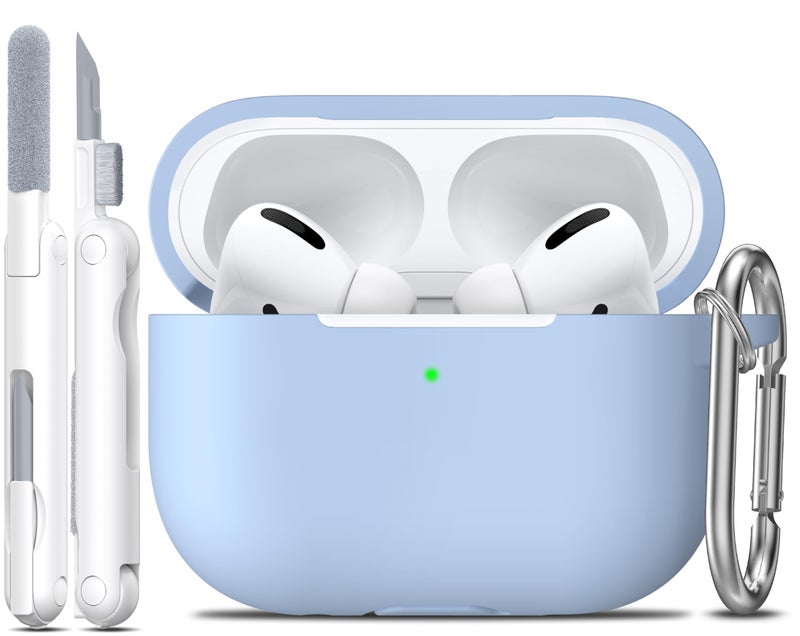R-fun for AirPods Pro 2nd/1st Generation Case with Cleaner Kit,Soft Silicone Protective Case Cover for Apple AirPod Pro 2/1 for Women Men,AirPods Pro Case Accessories with Keychain,Sky Blue - Image 1